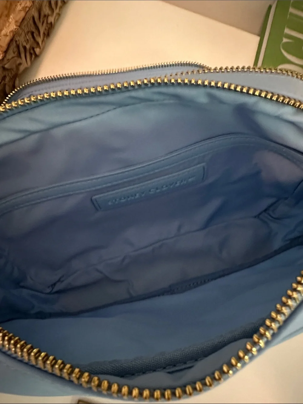 Stoney Clover Lane Double Zip Pouch in Periwinkle with Gold Hardware
